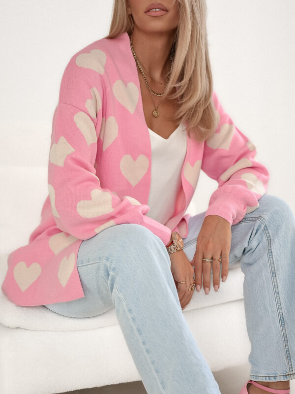 sweter Heart - ecru róż