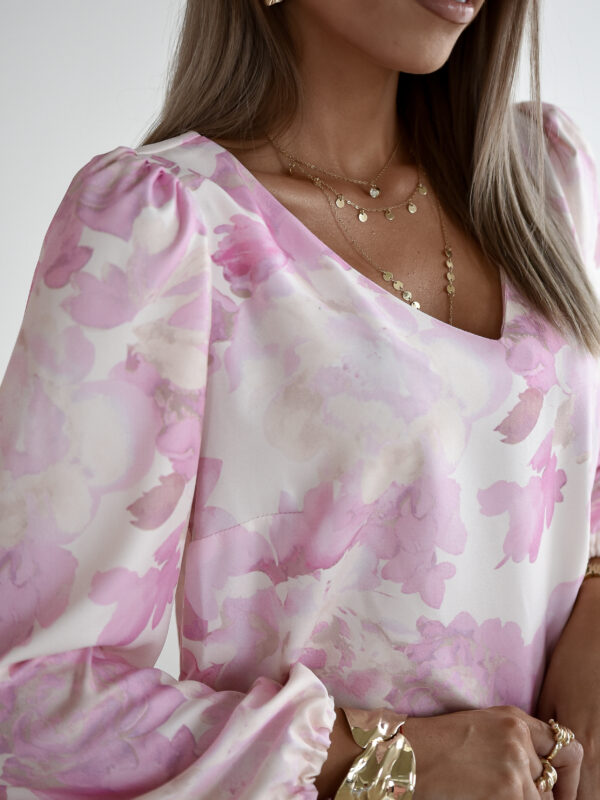 sukienka Alma - kwiat ecru puder róż