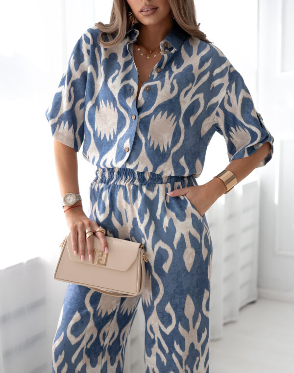 set Havana - print niebieski ecru