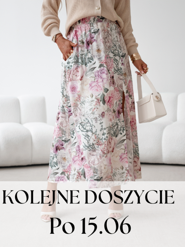 spódnica Midi - print kwiaty róż zieleń - Doszycie po 15.06.2025