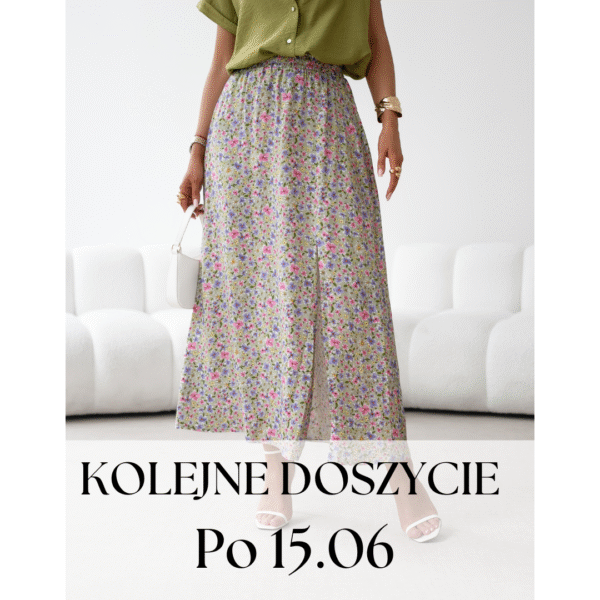 spódnica Midi - drobna łączka niebieski róż - Doszycie po 15.06.2025