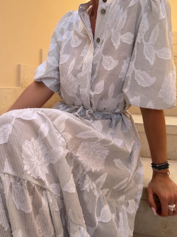 sukienka Emilie - haft kwiat mięta ecru