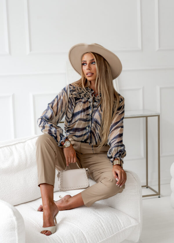 bluzka Celine - print zebra szarość beż