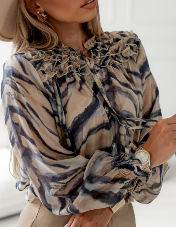 bluzka Celine - print zebra szarość beż