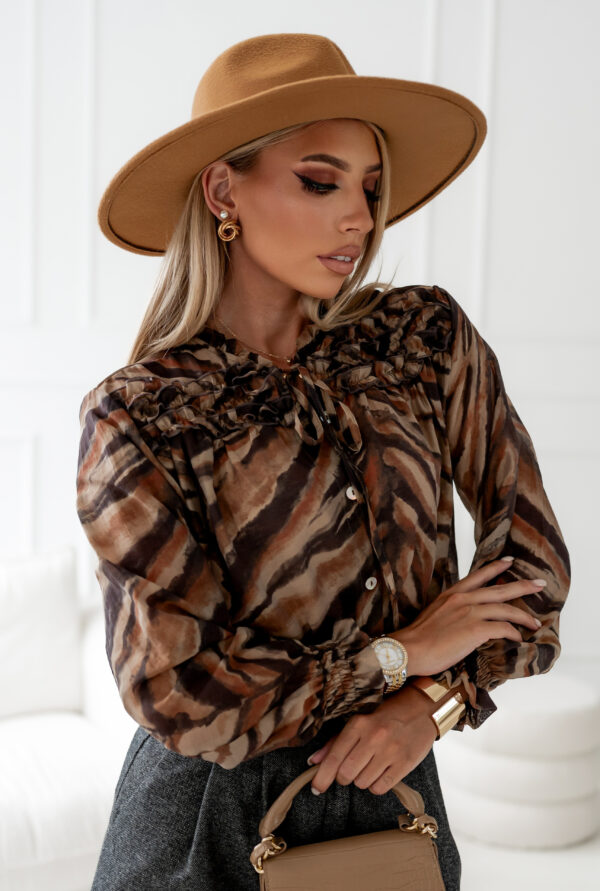bluzka Celine - print zebra camel brąz
