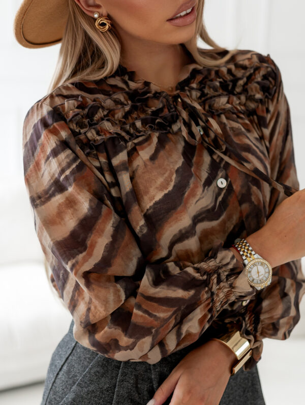bluzka Celine - print zebra camel brąz