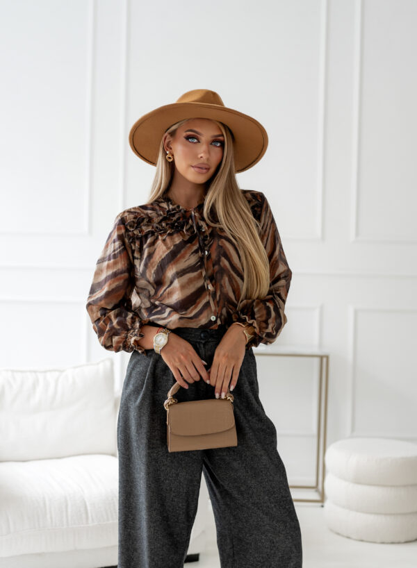 bluzka Celine - print zebra camel brąz