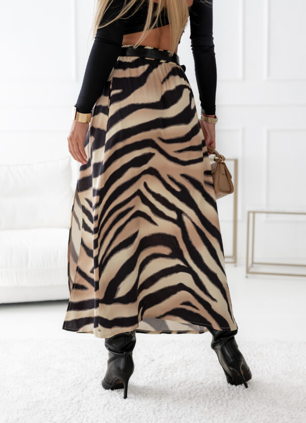 spódnica Midi - print zebra beż czerń