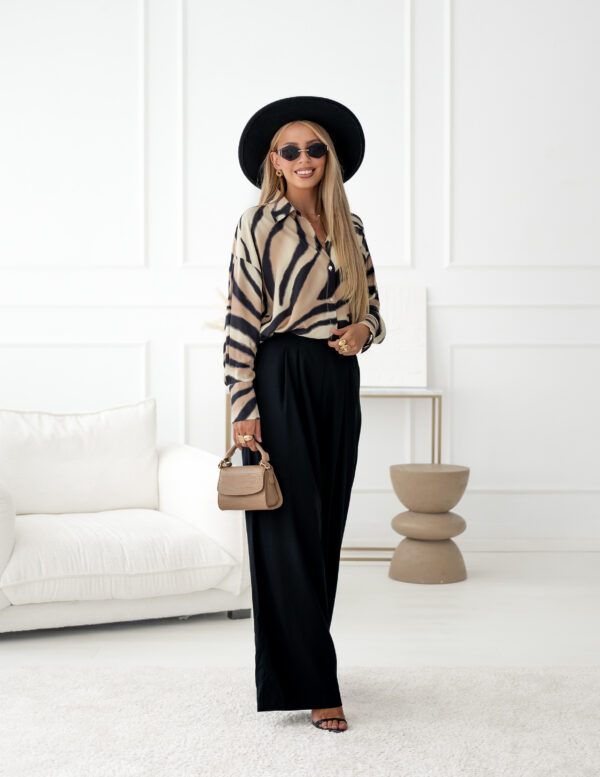 koszula Roomy - print zebra beż czerń