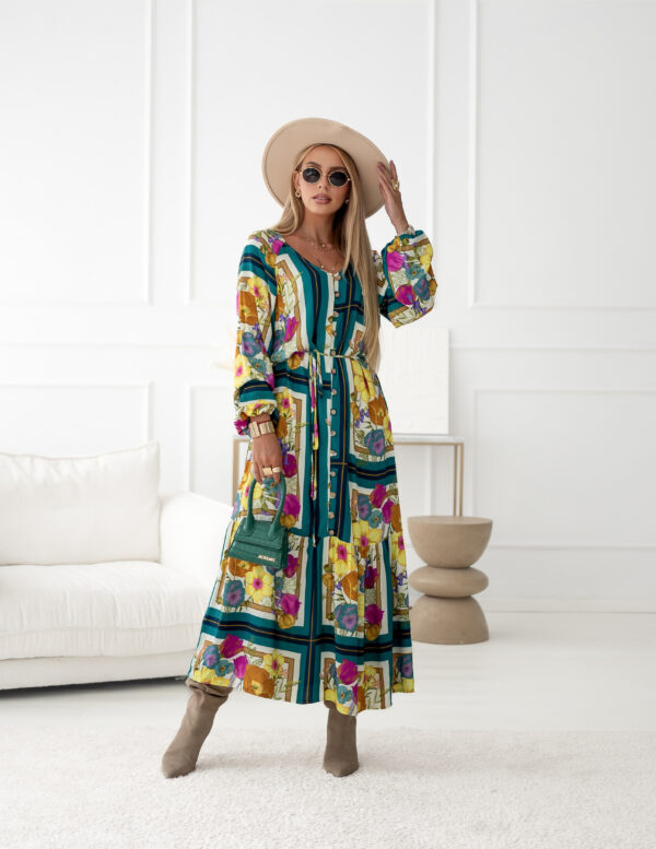 sukienka Sanita - print morski camel ecru