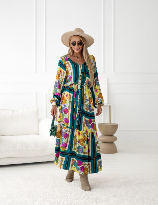 sukienka Sanita - print morski camel ecru