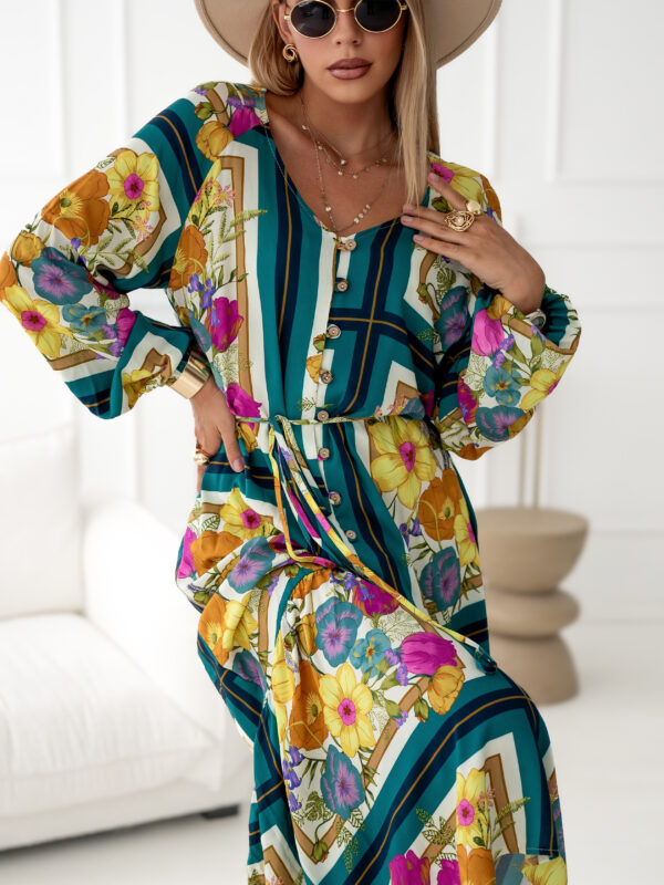 sukienka Sanita - print morski camel ecru