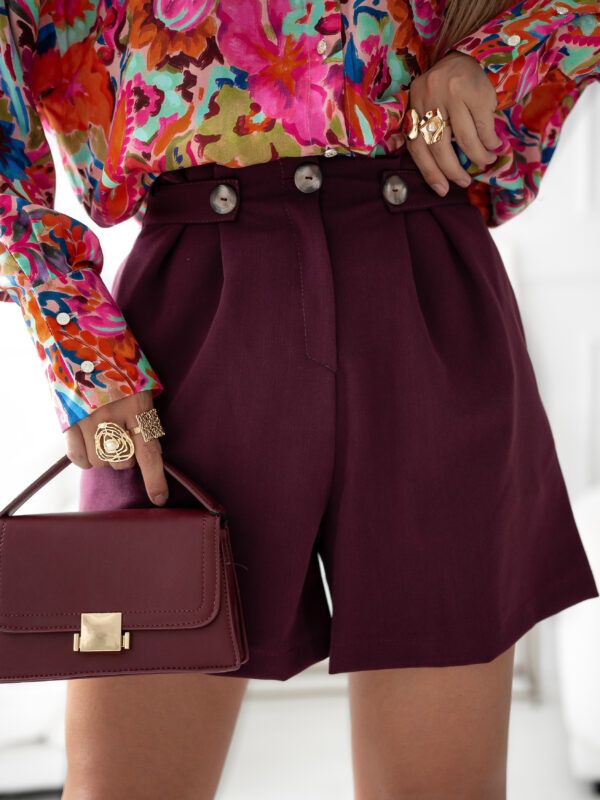 szorty Buttons- bordo