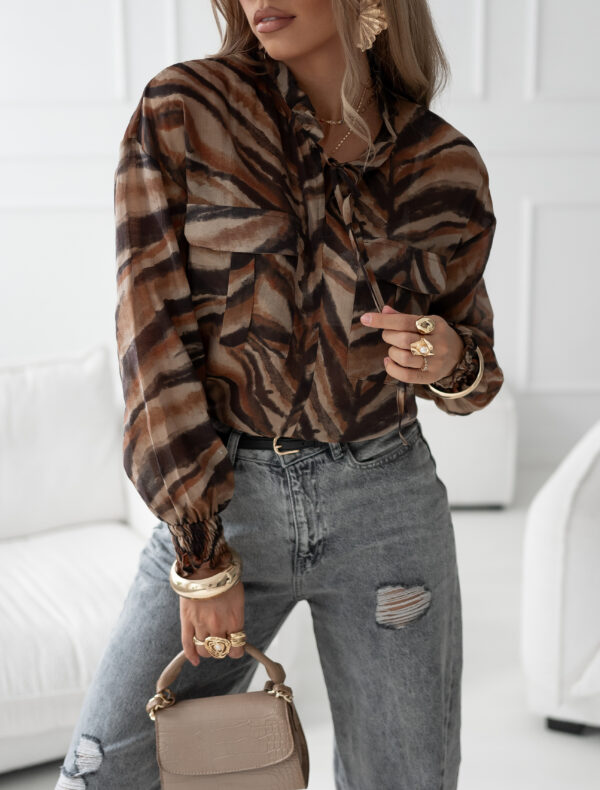 bluzka Melisa - print zebra camel brąz