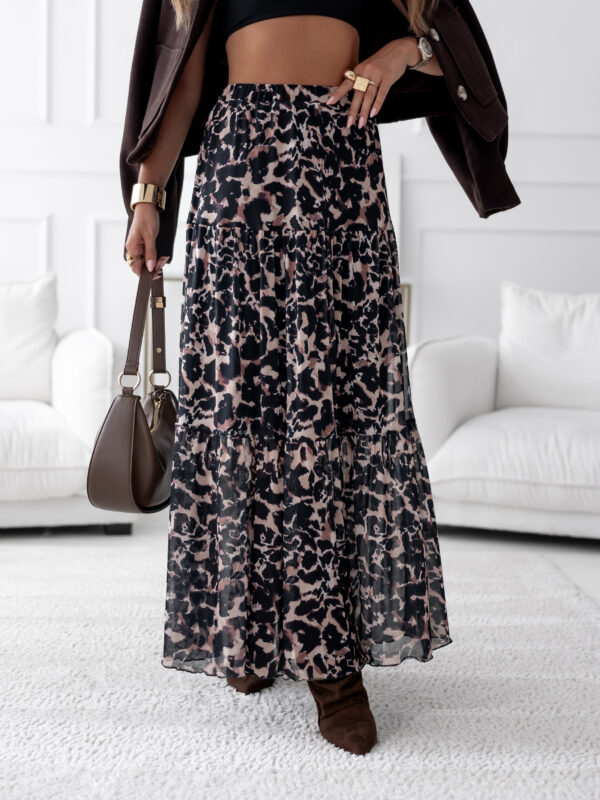spódnica Boho - print panterka beż czerń