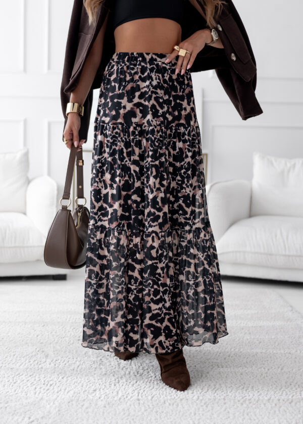 spódnica Boho - print panterka beż czerń