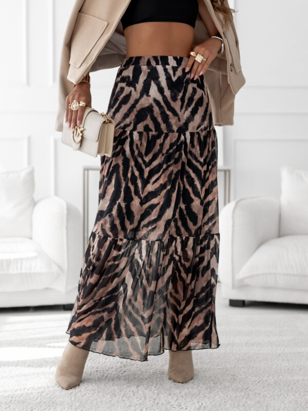 spódnica Boho - print zebra brąz czerń