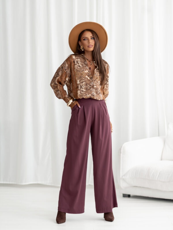 koszula Roomy - print patchwork beż camel brąz