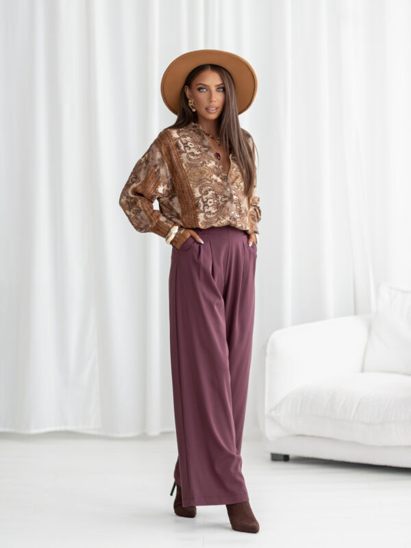 koszula Roomy - print patchwork beż camel brąz