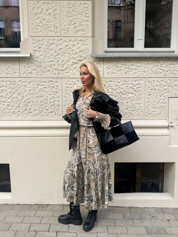 sukienka Anne - print zieleń ecru