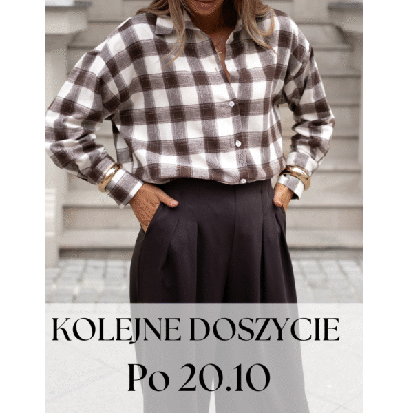 koszula Roomy - print krata brąz ecru - realizacja po 20.10.2025