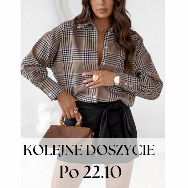 koszula Roomy - print krata beż ecru czerń - realizacja po 22.10.2025