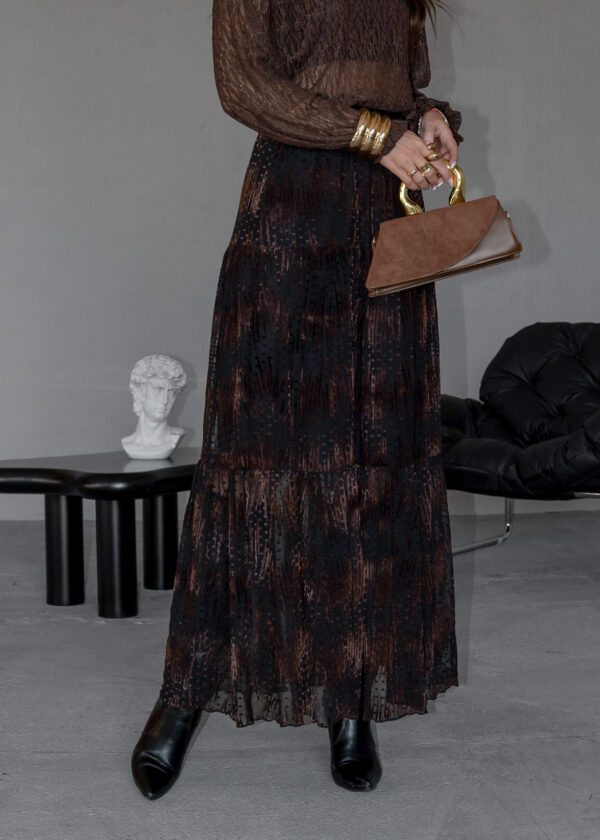 spódnica Boho - wzór czerń brąz