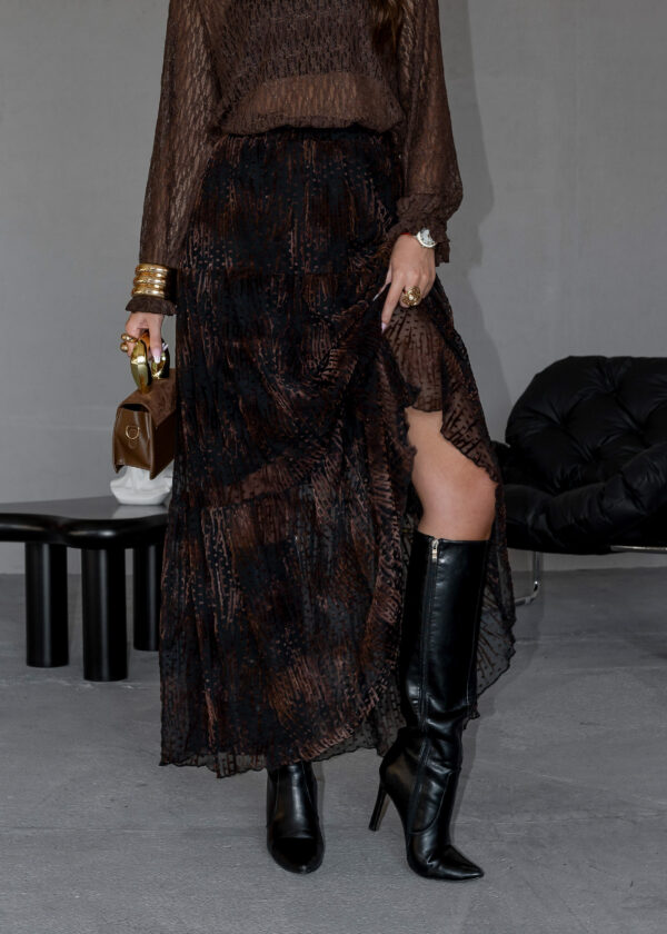 spódnica Boho - wzór czerń brąz