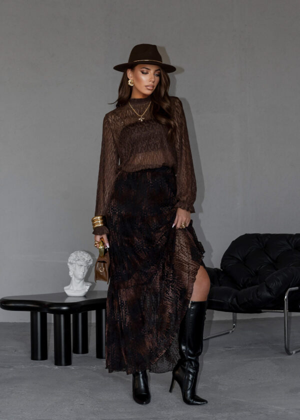 spódnica Boho - wzór czerń brąz