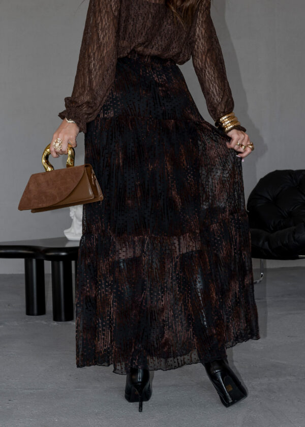 spódnica Boho - wzór czerń brąz