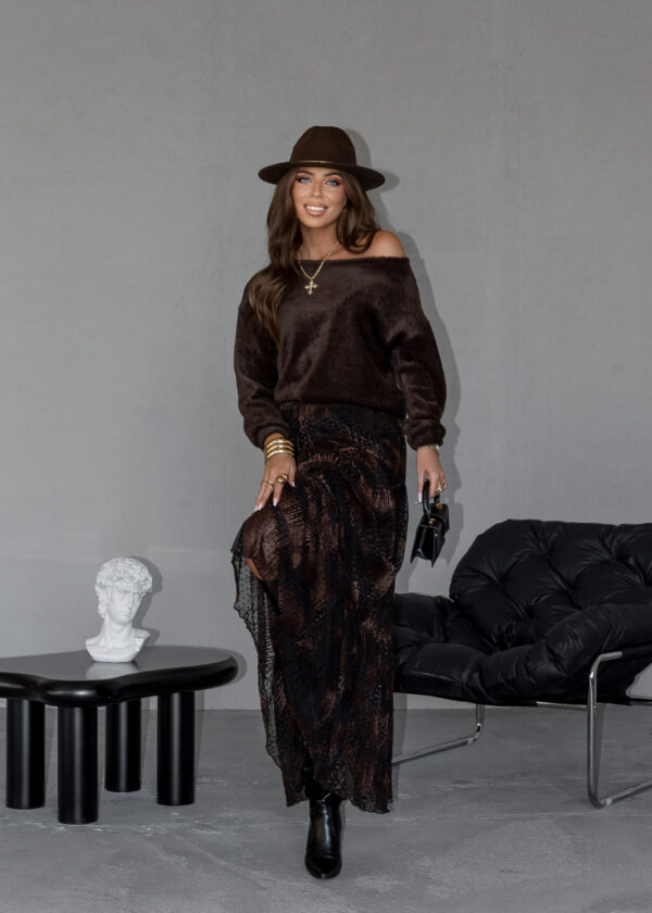 sweter Alpaka - ciemny brąz