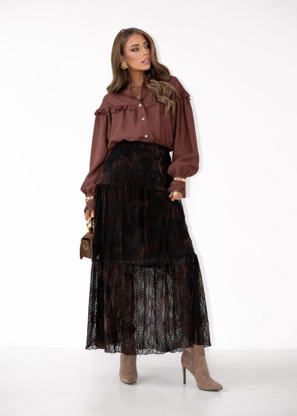 spódnica Boho - wzór czerń brąz