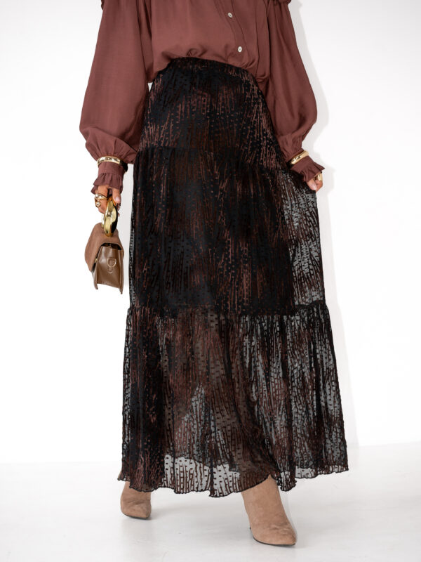 spódnica Boho - wzór czerń brąz