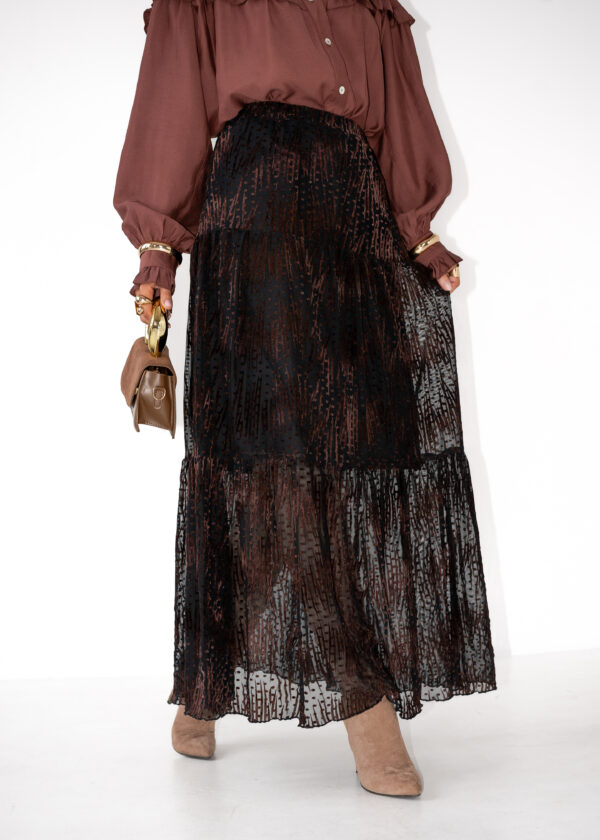 spódnica Boho - wzór czerń brąz