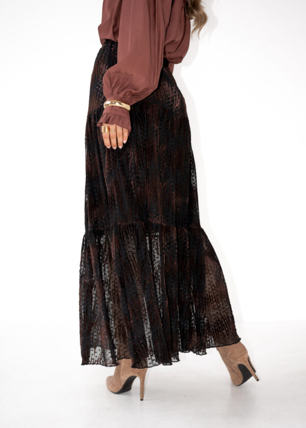 spódnica Boho - wzór czerń brąz