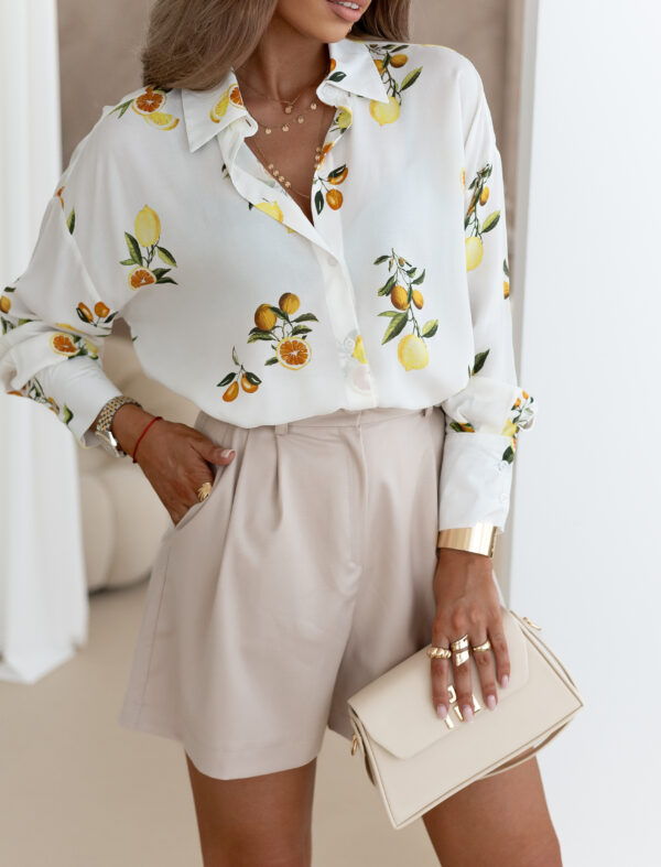 koszula Roomy - print cytryny ecru