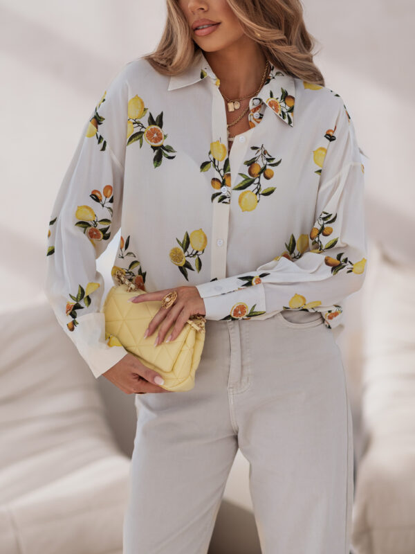 koszula Roomy - print cytryny ecru