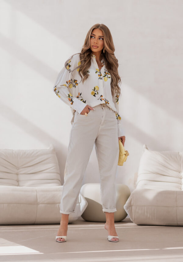 koszula Roomy - print cytryny ecru