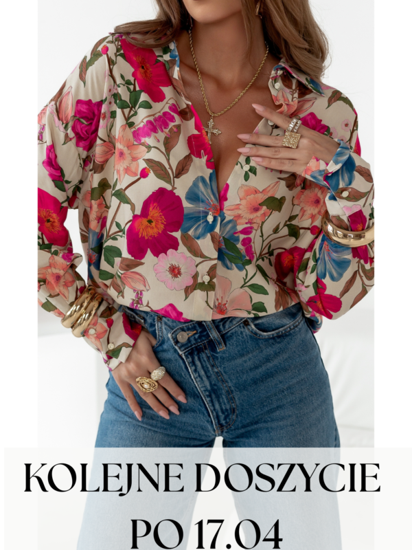 print kwiat róż niebieski zieleń