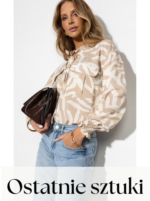 bluzka Melisa - print ecru beż