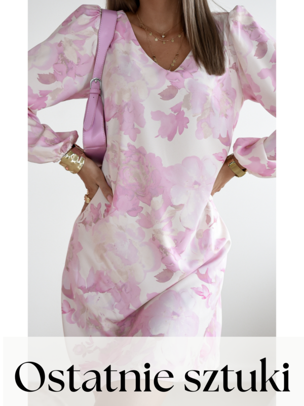 sukienka Alma - kwiat ecru puder róż