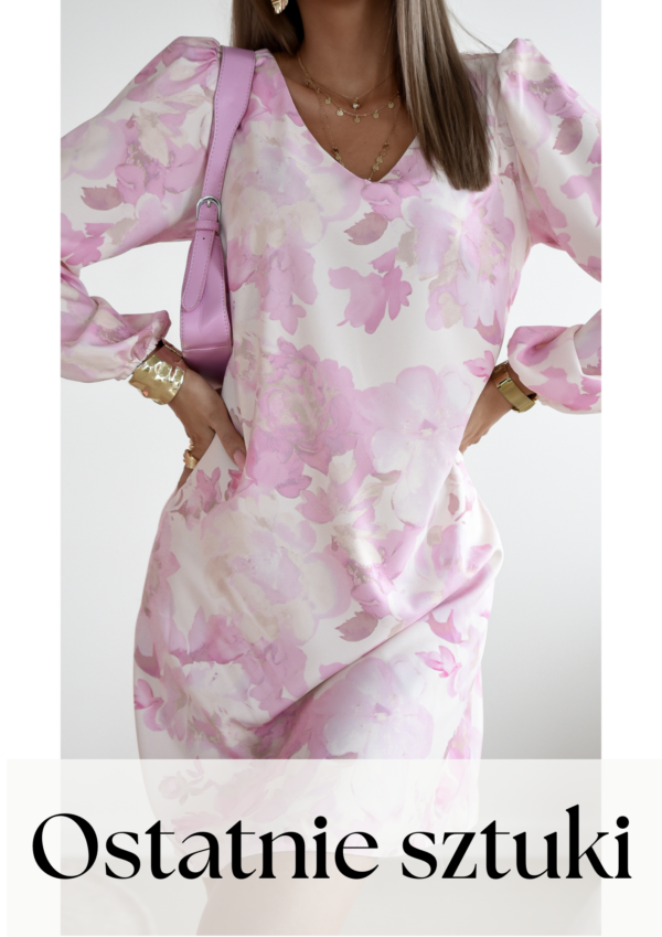 sukienka Alma - kwiat ecru puder róż