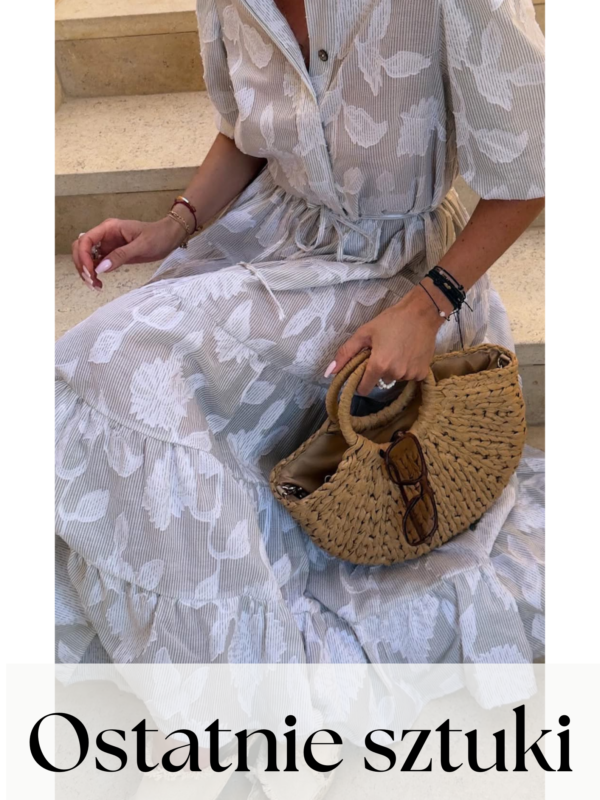 sukienka Emilie - haft kwiat mięta ecru