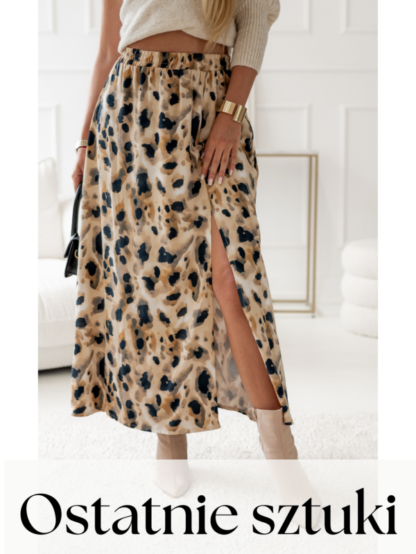 spódnica Midi - print panterka beż
