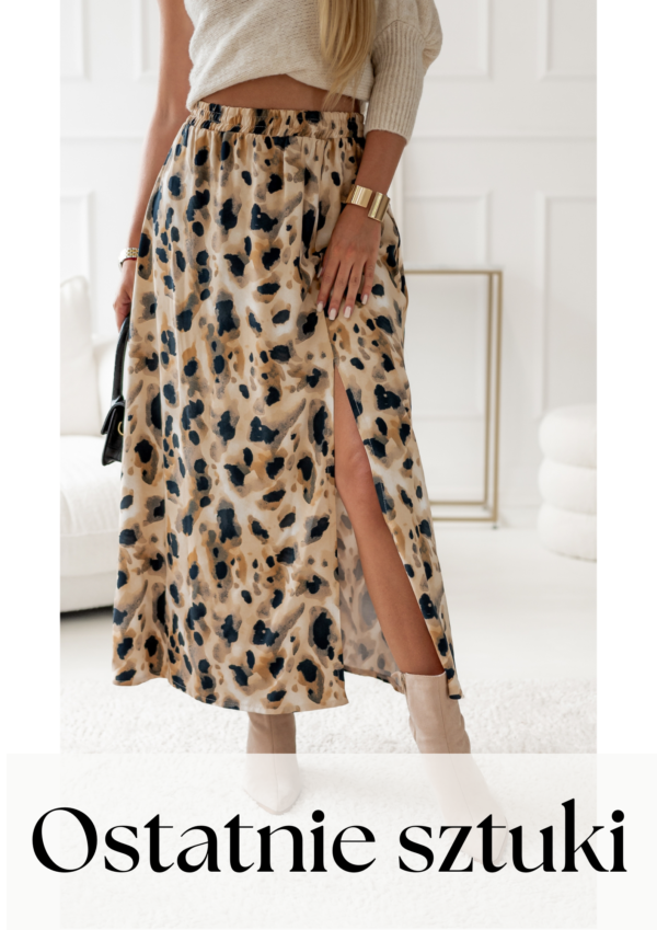 spódnica Midi - print panterka beż