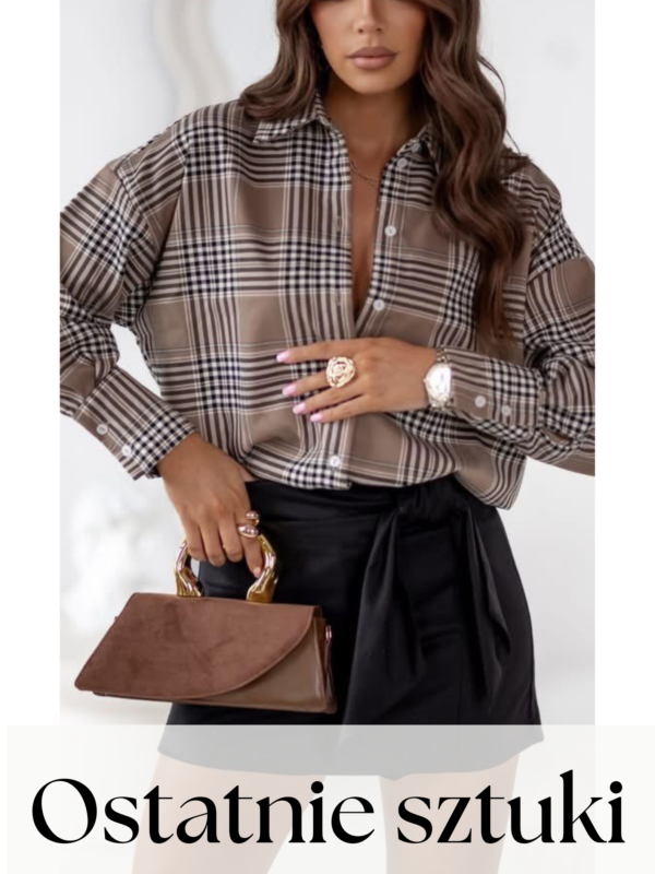 print kratka beż ecru czerń