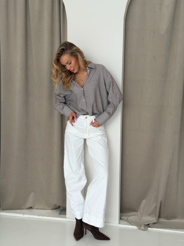 koszula Roomy -  paski - czekolada