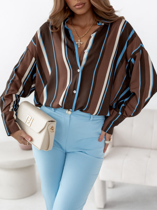 print paski brąz niebieski