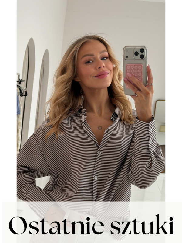 koszula Roomy -  paski - czekolada