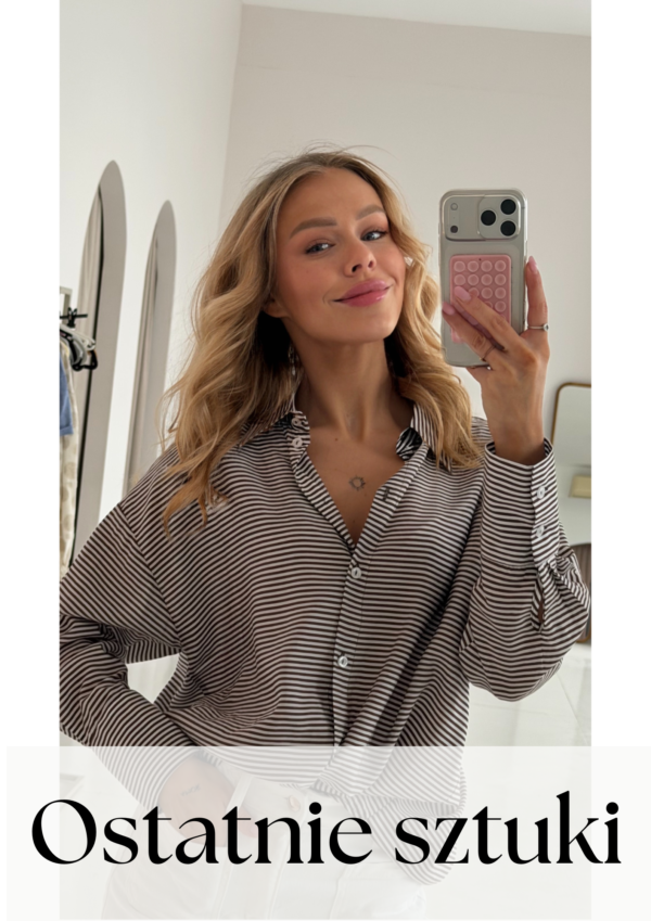 koszula Roomy -  paski - czekolada